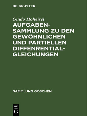 cover image of Aufgabensammlung zu den gewöhnlichen und partiellen Diffenrentialgleichungen
